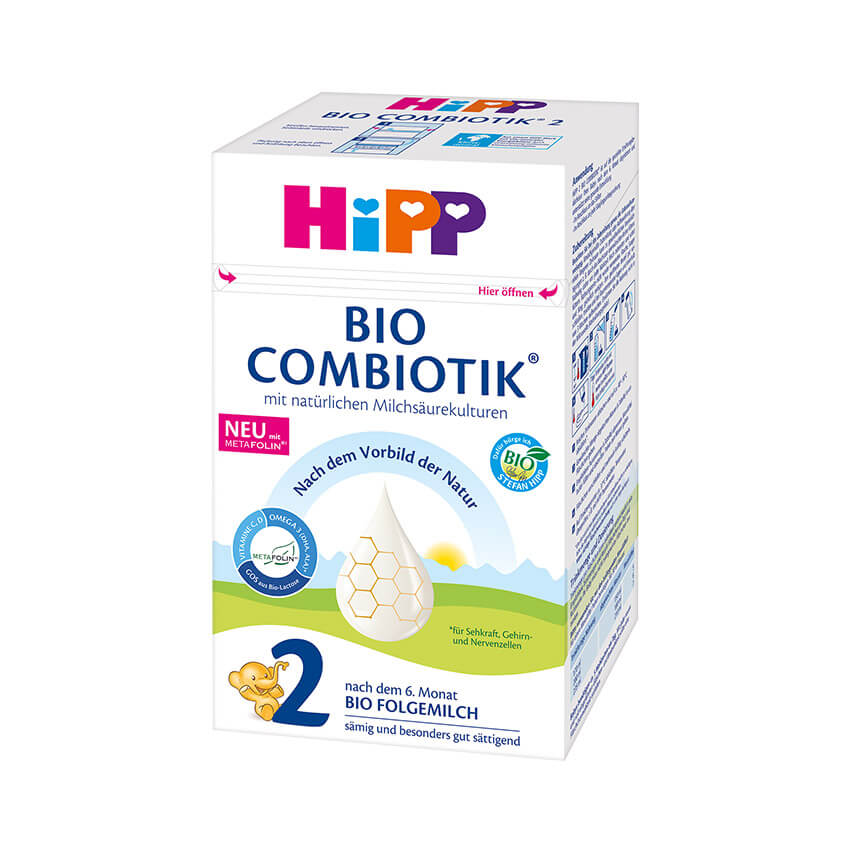 A box of Hipp Bio Combiotik stage 2 baby formula.